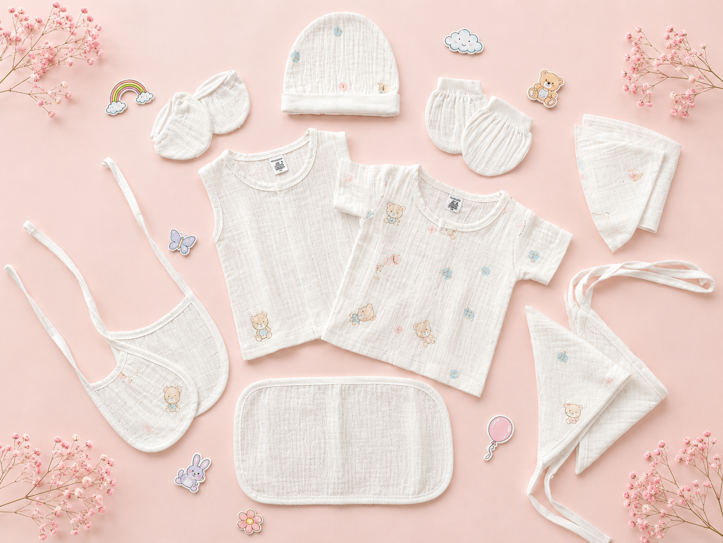 Little Cloud Baby Essentials- 12 pcs Muslin
